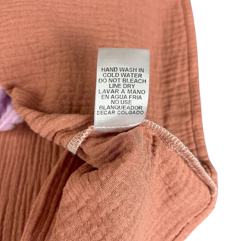 Vici Babydoll Tiered Dress Small White Lavender Terracotta Colorblock Gauze Mini - Picture 13 of 13